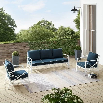 Kaplan 3pc Outdoor Sofa Set With Sofa & 2 Arm Chairs - Navy - Crosley 9 Kaplan 3pc Outdoor Sofa Set With Sofa & 2 Arm Chairs - Navy - Crosley - Image 7