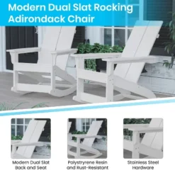 Merrick Lane Wellington 3 Piece Patio Furniture Set Includes All-Weather UV Treated Adirondack Rocking Chairs And Side Table 16 Merrick Lane Wellington 3 Piece Patio Furniture Set Includes All-Weather UV Treated Adirondack Rocking Chairs And Side Table -Sunnydaze Decor Store GUEST 5ea234c7 bb63 43ab a0ae 0d95a0ddff81