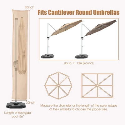 Costway Parasol Offset Cantilever Umbrella Cover 11ft Zipper Fiberglass Rod Outdoor 5 Costway Parasol Offset Cantilever Umbrella Cover 11ft Zipper Fiberglass Rod Outdoor - Image 3