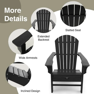 Tangkula 2PCS HDPE Adirondack Chair W/Ergonomic Design&Ottoman Outdoor Lounge Armchair Chair For Yard&Patio Black/Coffee/Grey/Turquoise/White 6 Tangkula 2PCS HDPE Adirondack Chair W/Ergonomic Design&Ottoman Outdoor Lounge Armchair Chair For Yard&Patio Black/Coffee/Grey/Turquoise/White - Image 4