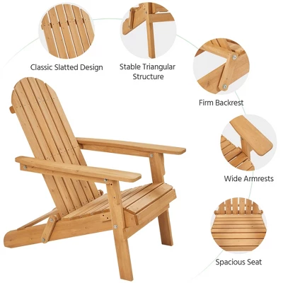 Yaheetech Folding Adirondack Chair Solid Wood Garden Chair Weather Resistant, Brown 6 Yaheetech Folding Adirondack Chair Solid Wood Garden Chair Weather Resistant, Brown - Image 4
