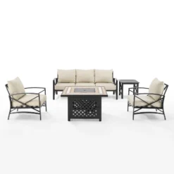 Kaplan 5pc Sofa Set With Fire Table - Oatmeal - Crosley