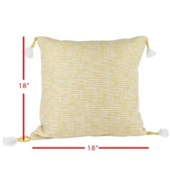 Yellow & White 18X18 Hand Woven Filled Outdoor Pillow - Foreside Home & Garden -Sunnydaze Decor Store GUEST 5feb4049 faca 4aae b923 e7eb1f1964ea
