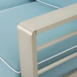 Cape Coral 2pc Aluminum Patio Loveseat & Coffee Table Set - Light Teal - Christopher Knight Home -Sunnydaze Decor Store GUEST 601963e6 efaf 4516 860c b21e34f2f1f0