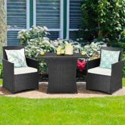 Costway 3PCS Patio Rattan Furniture Set Cushion Sofa Armrest Garden Deck -Sunnydaze Decor Store GUEST 6037d9da 226f 4235 986e b5a660bd6cc8