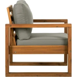 Galia 2pc Square Leg Acacia Wood Chair And Ottoman With Cushions - Brown - Saracina Home -Sunnydaze Decor Store GUEST 60cbbb98 6bc4 44e2 ab46 0cad6444e12d