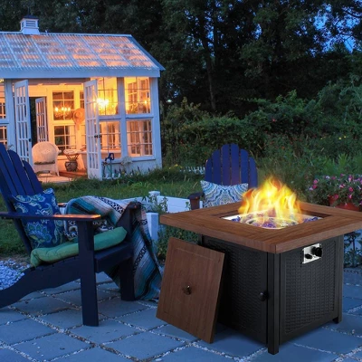 5pc Outdoor Set With Swivel Chairs & 34" Propane Fire Pit Table - Captiva Designs 5 5pc Outdoor Set With Swivel Chairs & 34" Propane Fire Pit Table - Captiva Designs - Image 3