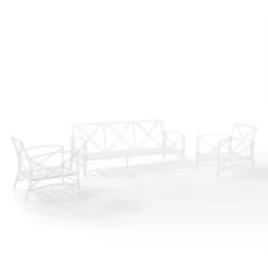 Kaplan 3pc Outdoor Sofa Set With Sofa & 2 Arm Chairs - Gray - Crosley -Sunnydaze Decor Store GUEST 615372cb 78ff 4562 b266 818d62538ba2
