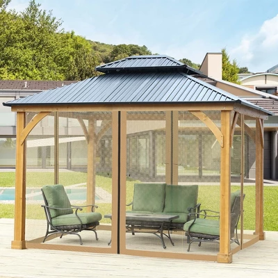 Aoodor Gazebo Netting Black 12' X 10' Polyester Screen Replacement 4 Panel Sidewalls For Patio (Only Netting) 8 Aoodor Gazebo Netting Black 12' X 10' Polyester Screen Replacement 4 Panel Sidewalls For Patio (Only Netting) - Image 6