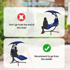 Costway Costway Patio Hanging Lounge Chaise Hammock Chair Removable Canopy Grey/Navy/Turquoise -Sunnydaze Decor Store GUEST 61c56311 d1b4 4a37 a8b3 8464e930ac5c