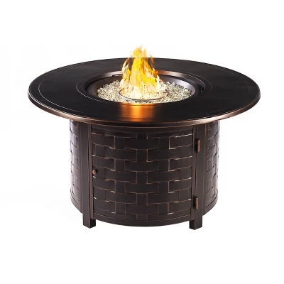 Oakland Living 5pc Deep Seating Swivel Aluminum Outdoor Patio Fire Pit Dining Set With 44" Round Fire Table With Weave Pattern Copper 4 Oakland Living 5pc Deep Seating Swivel Aluminum Outdoor Patio Fire Pit Dining Set With 44" Round Fire Table With Weave Pattern Copper - Image 2