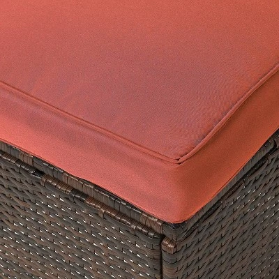 6pc Wicker Outdoor Conversation Set With Cushions & Ottomans - Orange - EDYO LIVING 10 6pc Wicker Outdoor Conversation Set With Cushions & Ottomans - Orange - EDYO LIVING - Image 8