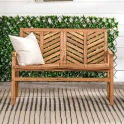 Slatted Chevron Acacia Wood Patio Loveseat – Saracina Home -Sunnydaze Decor Store GUEST 62bb32d1 2ebd 4f35 8aa4 4274d21838b7