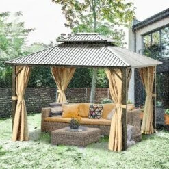 Aoodor Hardtop Gazebo Outdoor Tent Shelter Canopy 10' X 12' With Netting -Sunnydaze Decor Store GUEST 62c4d61b 2dec 426c 939c 0a254251ee17