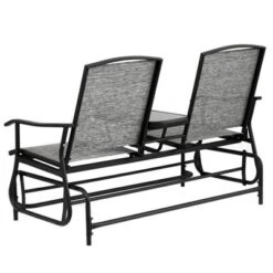 Gardenised Two Person Outdoor Double Swing Glider Chair Set With Center Tempered Glass Table, Loveseat Lawn Rocker Bench -Sunnydaze Decor Store GUEST 62f282aa 5598 4100 89d0 5ee5696faecf