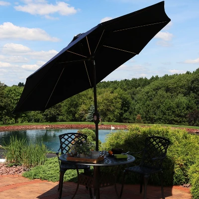 Sunnydaze Decor Sunnydaze Outdoor Aluminum Sunbrella Patio Umbrella With Solar LED Light Bars And Tilt - 9' 3 Sunnydaze Decor Sunnydaze Outdoor Aluminum Sunbrella Patio Umbrella With Solar LED Light Bars And Tilt - 9'