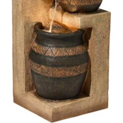 John Timberland Stoneware Bowl And Jar Rustic Cascading Outdoor Floor Water Fountain With LED Light 46" For Yard Garden Patio Home Deck Porch Exterior -Sunnydaze Decor Store GUEST 631413a5 cee4 485b a8df a250e8e6b0a8