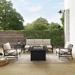 Kaplan 5pc Outdoor Sofa Set With Fire Table - Oatmeal - Crosley -Sunnydaze Decor Store GUEST 63628499 2eaa 41b6 8b0e 7d9cd7a97dbc