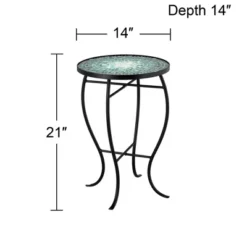 Teal Island Designs Modern Black Round Outdoor Accent Side Table 14" Wide Green Mosaic Front Porch Patio House Balcony Deck Shed -Sunnydaze Decor Store GUEST 6384dfe3 a33c 4089 8305 dd417764090f