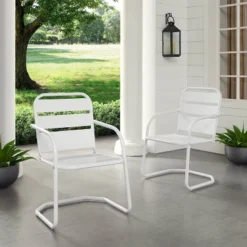 Brighton 2pc Metal Chair - White - Crosley -Sunnydaze Decor Store GUEST 63945a61 ab93 4d5e ba31 a275aa92e02e