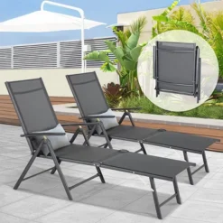 Jomeed Chaise Outdoor Reclining Adjustable Folding Lightweight Beach Patio Lounge Chair With 7 Back Reclining And 2 Leg Positions, Gray 11 Jomeed Chaise Outdoor Reclining Adjustable Folding Lightweight Beach Patio Lounge Chair With 7 Back Reclining And 2 Leg Positions, Gray -Sunnydaze Decor Store GUEST 63bee9f1 d5c5 4cd6 9cd2 0d0bf208ed88