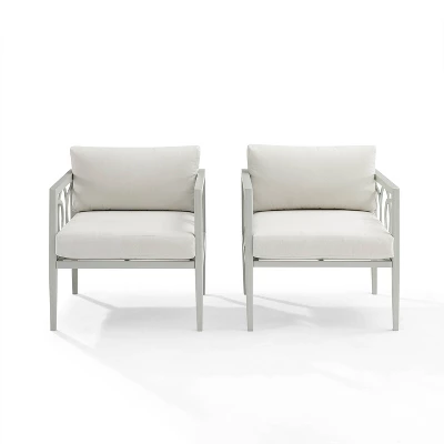 Ashford 2pk Outdoor Metal Arm Chairs - Cream - Crosley 7 Ashford 2pk Outdoor Metal Arm Chairs - Cream - Crosley - Image 5