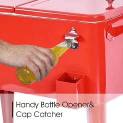 Costway Red Outdoor Patio 80 Quart Cooler Cart Ice Beer Beverage Chest Party Portable -Sunnydaze Decor Store GUEST 641c0482 5bdc 4a55 b9fe 4dca88086d2f