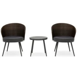 Costway 3PCS Patio Rattan Bistro Furniture Set Cushioned Chair Table Garden -Sunnydaze Decor Store GUEST 646adeea a7b1 4d26 9077 99c9977edf24