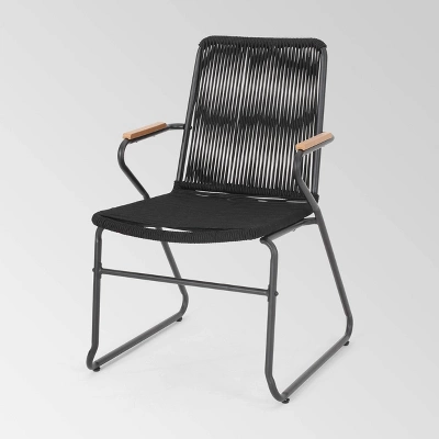 Moonstone 3pc Rope Weave Modern Chat Set - Black - Christopher Knight Home 4 Moonstone 3pc Rope Weave Modern Chat Set - Black - Christopher Knight Home - Image 2