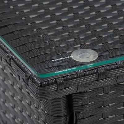 Parksville Rattan Side Table - Black - CorLiving 5 Parksville Rattan Side Table - Black - CorLiving - Image 3