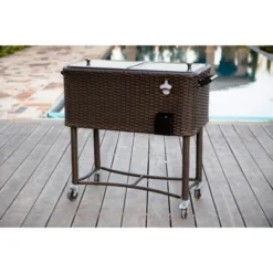 80qt Portable Rolling Patio Cooler Dark Wicker - Permasteel 19 80qt Portable Rolling Patio Cooler Dark Wicker - Permasteel -Sunnydaze Decor Store GUEST 64d62447 12e4 4895 a954 d482ee553922