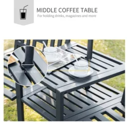Outsunny Metal Garden Bench With Middle Table And Umbrella Hole, 2-in-1 Double Patio Chairs, Outdoor 2-person Tete-a-Tete, Slatted, Black 15 Outsunny Metal Garden Bench With Middle Table And Umbrella Hole, 2-in-1 Double Patio Chairs, Outdoor 2-person Tete-a-Tete, Slatted, Black -Sunnydaze Decor Store GUEST 65162483 9493 4784 bf5e 73f24e199748