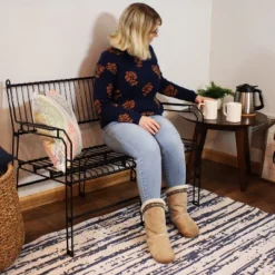 Sunnydaze Decor Sunnydaze Indoor/Outdoor Modern Furniture Steel Wire Patio Bench - Black - 30.75" H -Sunnydaze Decor Store GUEST 653cca85 4588 439e b7a7 a8c78e27f711