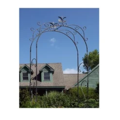 Achla Designs 113" Elegant Handcrafted Tuileries Iron Garden Arbor Graphite Powder Coated Finish -Sunnydaze Decor Store GUEST 6573b5c3 d972 446e ac49 4a32a902f210