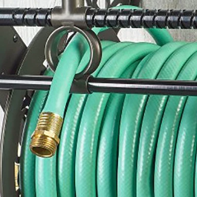 Liberty Garden LBG-707 Wall Mounted Heavy Gauge Aluminum Hanging Hose Reel For 5/8" With Guide For Backyard, Garden, Or Home, Bronze 4 Liberty Garden LBG-707 Wall Mounted Heavy Gauge Aluminum Hanging Hose Reel For 5/8" With Guide For Backyard, Garden, Or Home, Bronze - Image 2