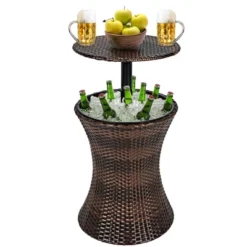 Costway Patio Rattan Cooler Bar Table Cocktail Coffee Table Height Adjustable -Sunnydaze Decor Store GUEST 66679bf5 be8e 469b 8250 3368726d6510
