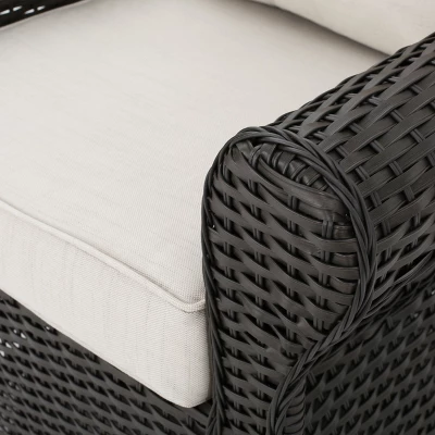 Acadia 3pc Wicker Rocker And MGO Gas Firepit Set - Dark Brown - Christopher Knight Home 5 Acadia 3pc Wicker Rocker And MGO Gas Firepit Set - Dark Brown - Christopher Knight Home - Image 3