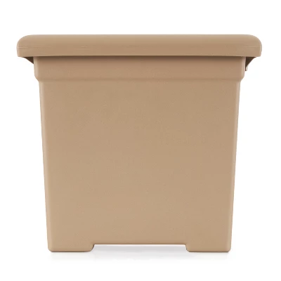 HC Companies ROS15500A34 13.25 Inch Deep By 15.5 Inch Wide Outdoor Square Accent Planter For Flowers, Vegetables, And Succulents, Sandstone Tan 3 HC Companies ROS15500A34 13.25 Inch Deep By 15.5 Inch Wide Outdoor Square Accent Planter For Flowers, Vegetables, And Succulents, Sandstone Tan