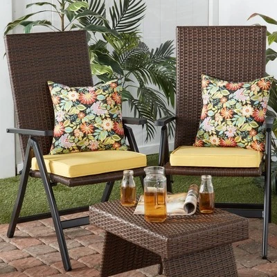 Set Of 2 Jungle Floral Outdoor Square Throw Pillows - Kensington Garden 5 Set Of 2 Jungle Floral Outdoor Square Throw Pillows - Kensington Garden - Image 3