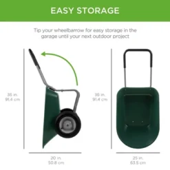 Best Choice Products Dual-Wheel Home Wheelbarrow Yard Garden Cart For Lawn, Construction - Green -Sunnydaze Decor Store GUEST 68cfa46e 3da4 46c2 8d96 fecf8525aab9