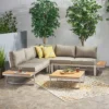 Sterling 4pc Outdoor Aluminum V Shaped 5 Seater Sofa With Cushions - Khaki/Natural - Christopher Knight Home -Sunnydaze Decor Store GUEST 6935d1a2 b988 4abe 9423 960249efd4d6
