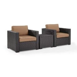 Biscayne 3pc Outdoor Wicker Seating Set - Mocha - Crosley -Sunnydaze Decor Store GUEST 69b67536 a0d8 4eb4 9ae6 fc3d2239db57