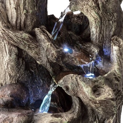 14" Resin 5-Tiered Rainforest Tree Trunk Tabletop Fountain Brown - Alpine Corporation 7 14" Resin 5-Tiered Rainforest Tree Trunk Tabletop Fountain Brown - Alpine Corporation - Image 5