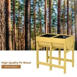 Costway Raised Wooden V Planter Elevated Vegetable Flower Bed Free Standing Planting With Liner -Sunnydaze Decor Store GUEST 69f48f8c db2d 4bda a90e 3c43355e4a61