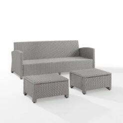 Bradenton 3pc Outdoor Wicker Sofa & 2 Ottoman Set - Navy/Gray - Crosley 19 Bradenton 3pc Outdoor Wicker Sofa & 2 Ottoman Set - Navy/Gray - Crosley -Sunnydaze Decor Store GUEST 6a2be418 45b0 4137 a53a de8186f06036