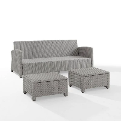 Bradenton 3pc Outdoor Wicker Sofa & 2 Ottoman Set - Navy/Gray - Crosley 10 Bradenton 3pc Outdoor Wicker Sofa & 2 Ottoman Set - Navy/Gray - Crosley - Image 8