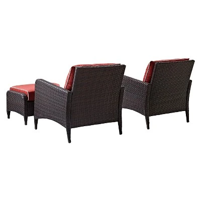 Kiawah 4 Piece Outdoor Wicker Seating Set Sangria - Crosley 4 Kiawah 4 Piece Outdoor Wicker Seating Set Sangria - Crosley - Image 2