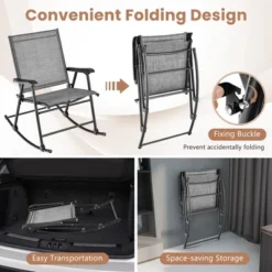 Costway 2pcs Patio Folding Rocking Chair Heavy-Duty Metal Frame Rockers Outdoor -Sunnydaze Decor Store GUEST 6a5c7759 3689 4447 9124 370cd4012217