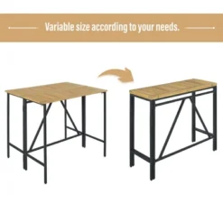 5-Piece Outdoor Patio Wicker Bar Set With Foldable Acacia Wood Top With 4 Stools And 1 Table,Brown - ModernLuxe -Sunnydaze Decor Store GUEST 6a608535 9c02 4c01 8a5b 0b7a1220181a