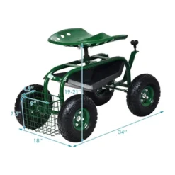 Costway Garden Cart Rolling Work Seat W/ Tool Tray Basket Green -Sunnydaze Decor Store GUEST 6a63a60c 94bf 4ae7 b1a1 3d98cb5145b7